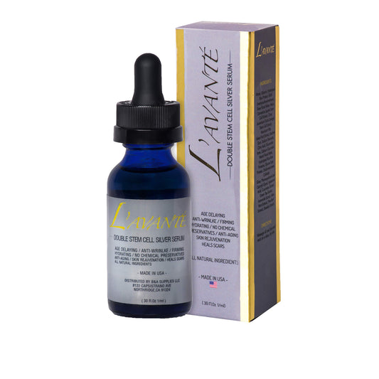 L'avante Double Stem Cell Silver Serum bottle for daily rejuvenation