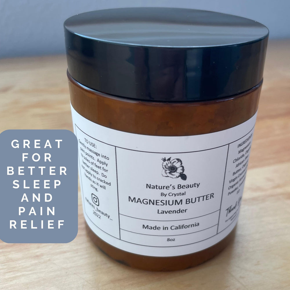 Lavender Magnesium Lotion ingredients bowl showcases natural oils and shea butter.