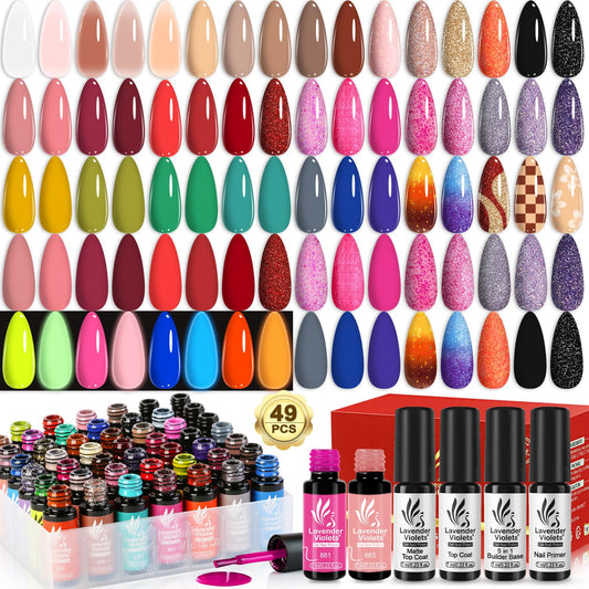 Lavender Violets 49-piece gel set box for at-home manicures.