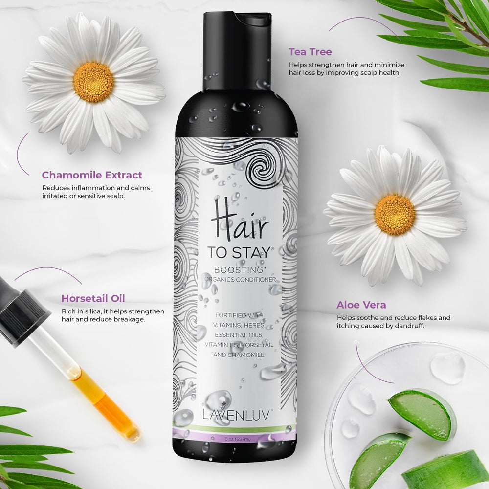 Application section showing even distribution of Lavenluv Stay conditioner on hair
