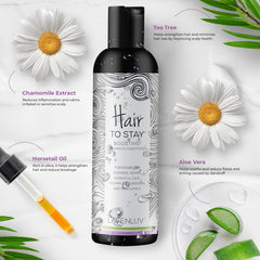 Application section showing even distribution of Lavenluv Stay conditioner on hair