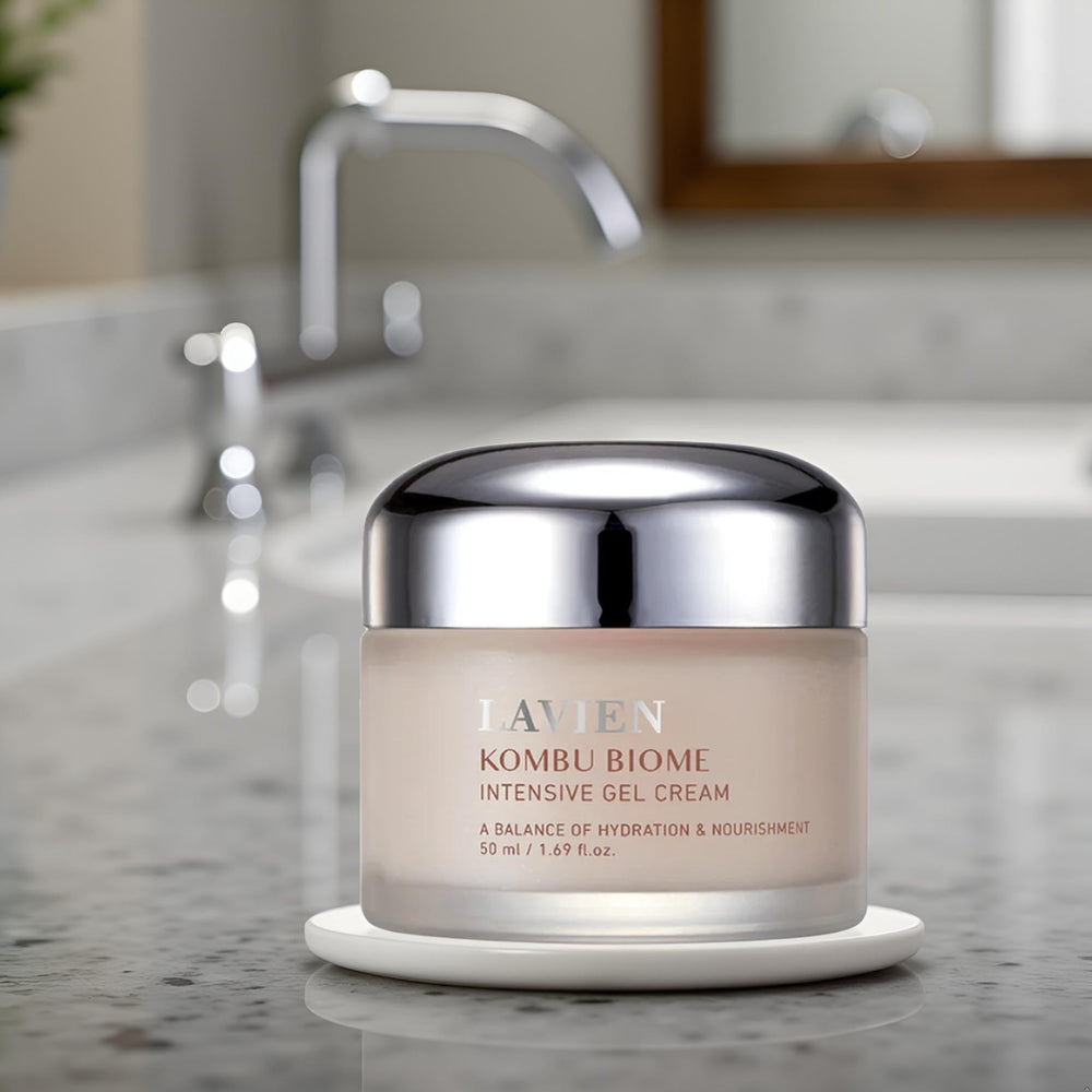 LAVIEN Kombu Biome Intensive Gel Cream being applied for refreshing hydration