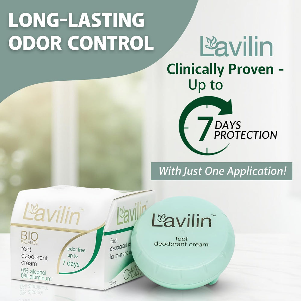 Lavilin packaging highlights aluminum-free, skin-friendly formula.