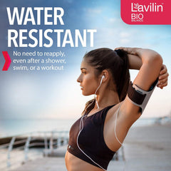 Lavilin underarm application scene shows quick coverage.