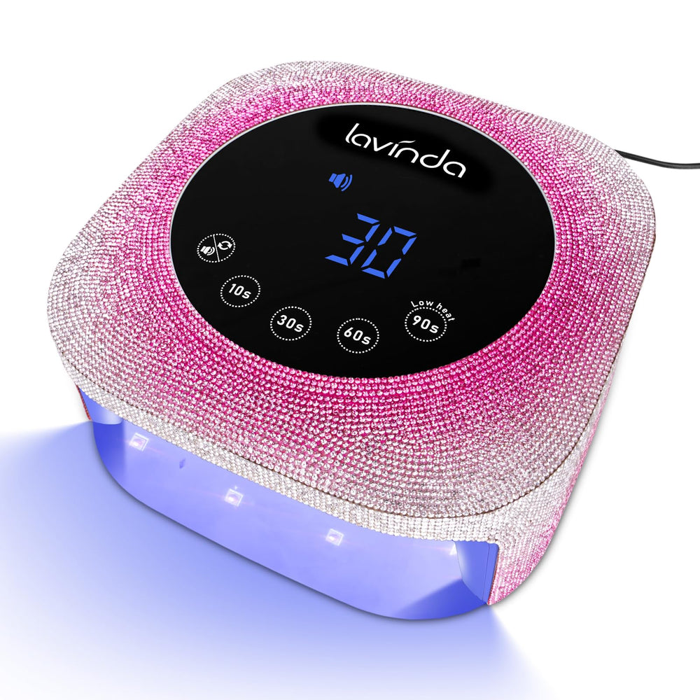Lavinda gradient pink nail lamp front view for quick, even gel curing at home.