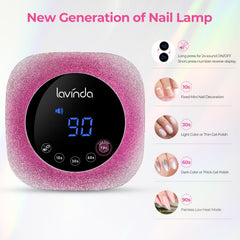 Lavinda gradient pink lamp side view showing rhinestone accents and compact design.