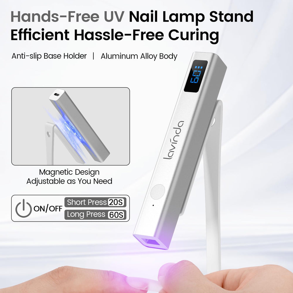 Lavinda portable cordless nail dryer ready for on-the-go gel polishing.