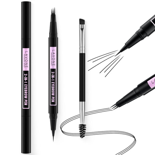 LAVONE Eyebrow Pen 3-tip microblade creates natural hair-like strokes.