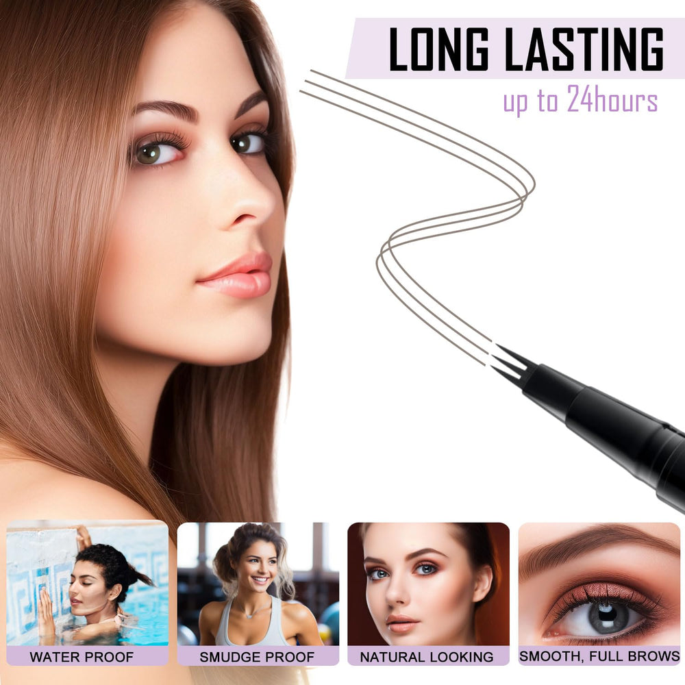LAVONE brow pen filling and shaping brows with hair-like texture.