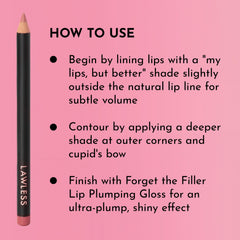 Lawless Forget the Filler Definer Liner Pink Sand long-wear performance on lips.