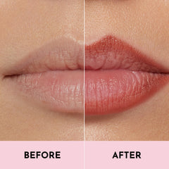 Lawless Forget the Filler Definer Liner Cinnamon on lips for precise definition and satin finish.
