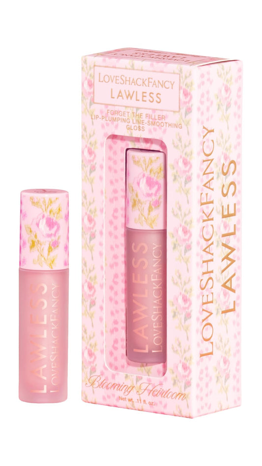 Lawless Forget The Filler gloss Blooming Heirloom pink outer pack with shimmering finish