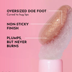 Lawless Forget the Filler gloss closeup lips shows glass-like shine and smoother texture.