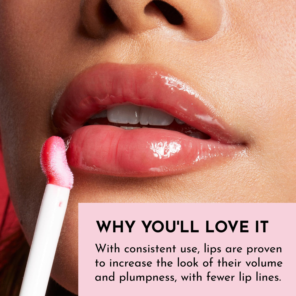 Close-up of Lawless gloss showing plump-looking lips