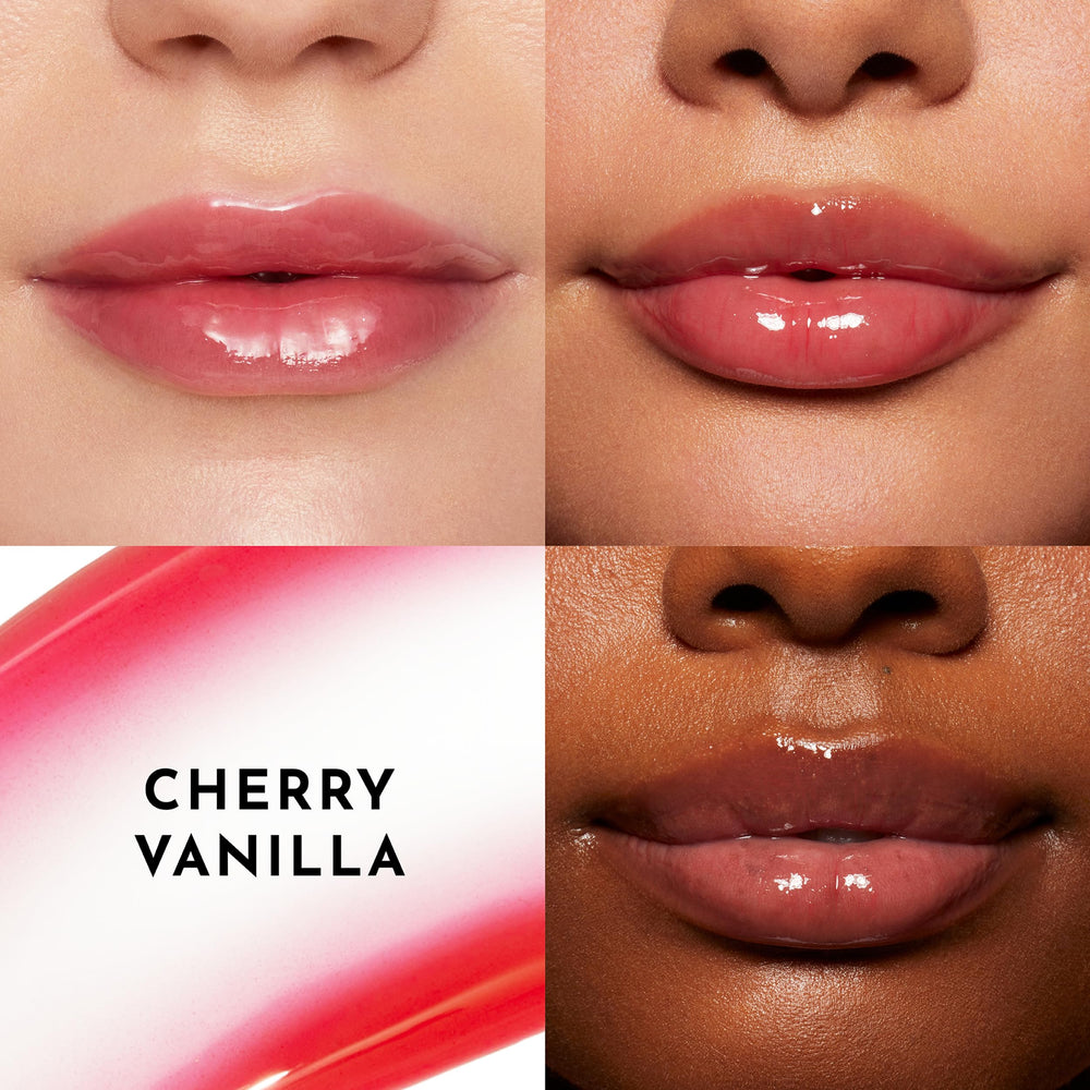 Lips with cherry vanilla gloss line-softened look from Lawless