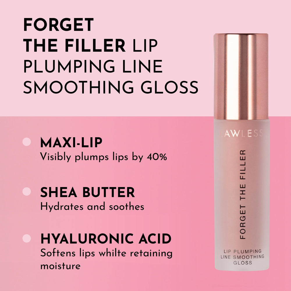 Lawless Forget The Filler gloss wand application delivering smooth, comfortable lip plumping.