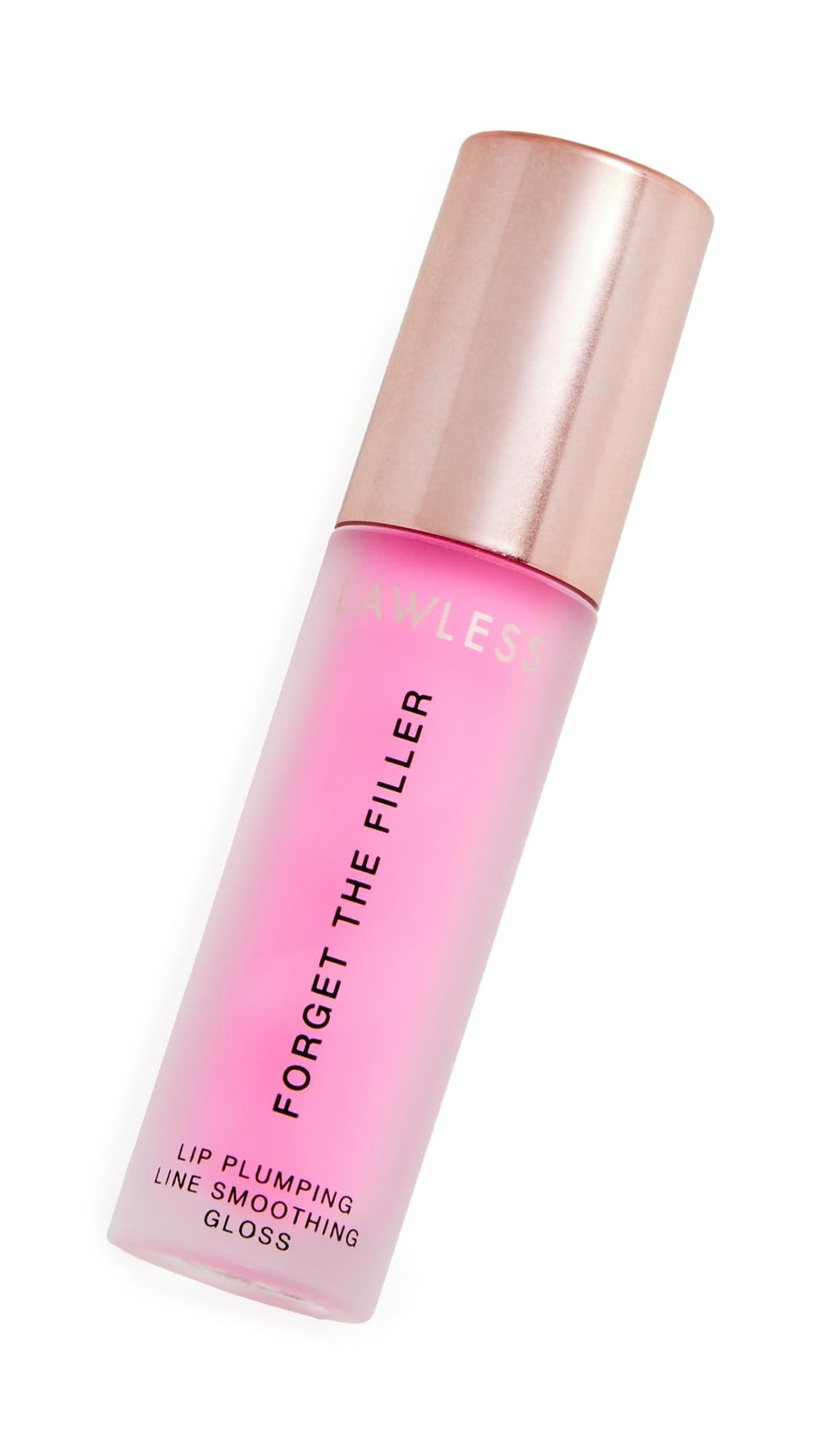 Lawless Forget the Filler Daisy Pink lip plumper bottle with hydrating shine