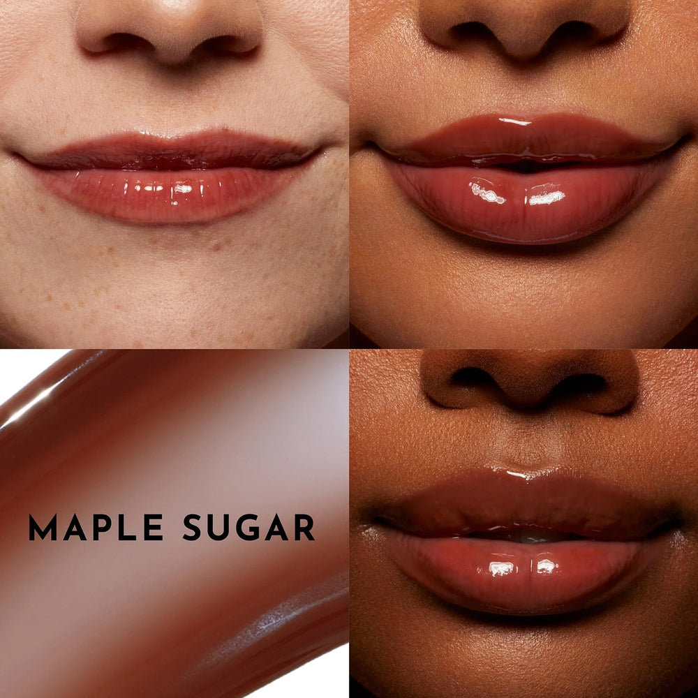Light reflecting gloss on lips highlighting a premium, shiny look