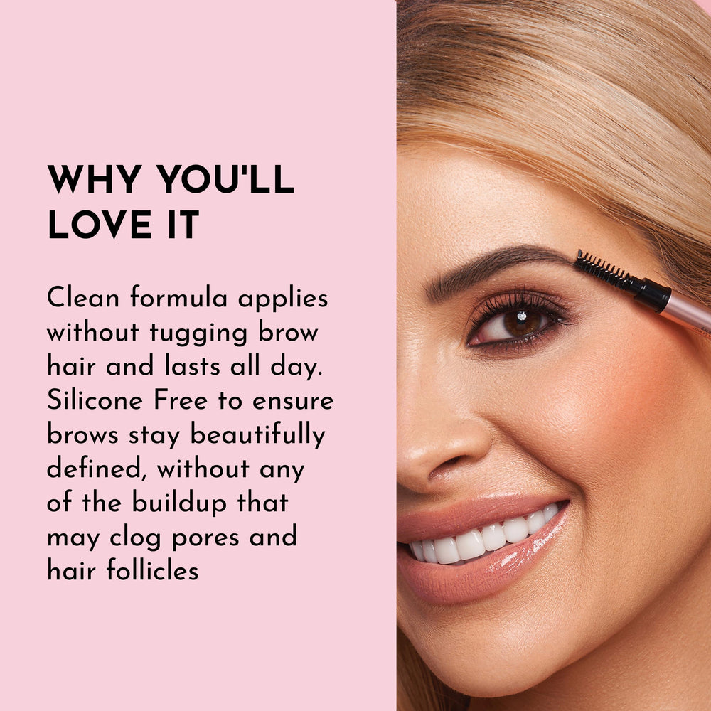 Lawless long-wear brow finish maintains definition throughout day.