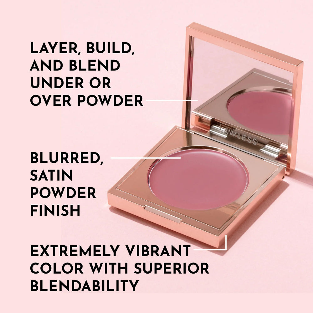 LAWLESS Pinch My Cheeks Rosebud on cheek demonstrates buildable tone.