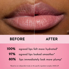 Rosehip oil, shea butter, and jojoba oil nourish lips daily.