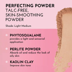 Lawless talc-free powder with sponge application shows buildable coverage.
