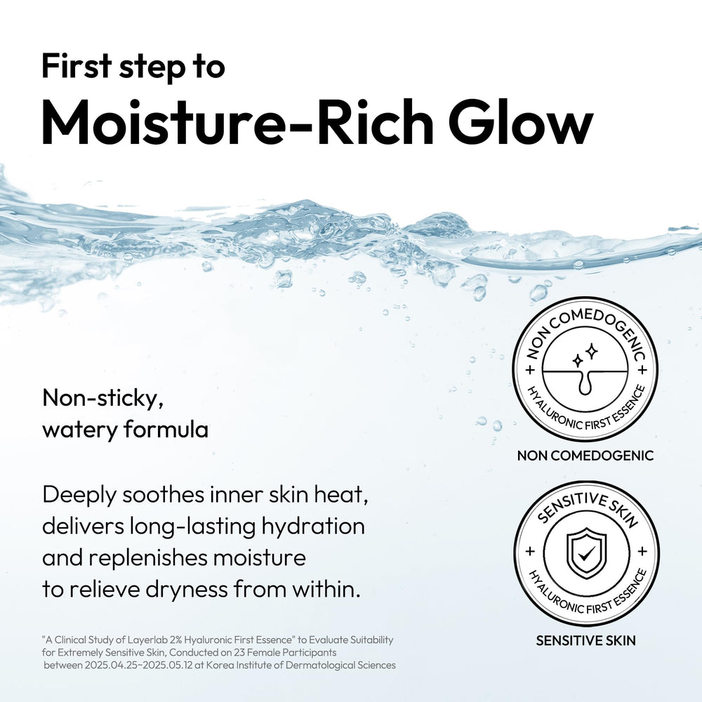 LayerLab Hyaluronic First Essence ingredients label highlights PDRN and peptides.