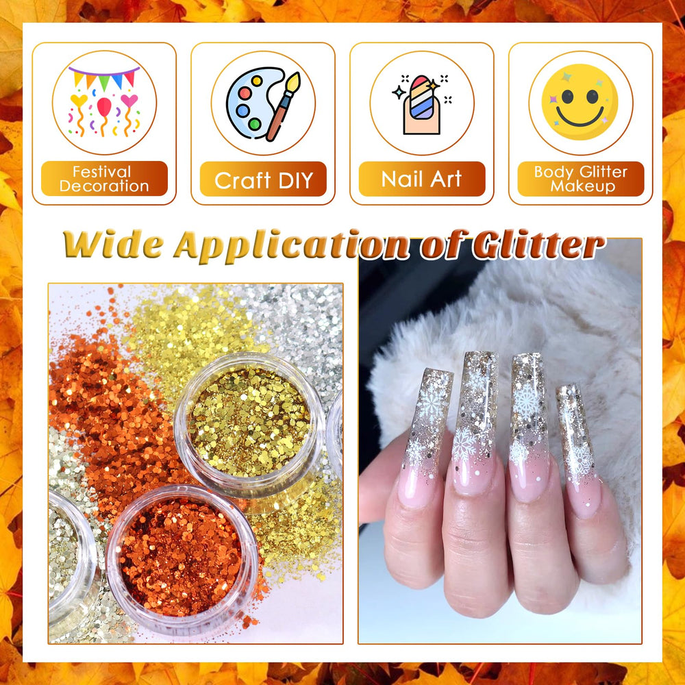 Laza Autumn Nail Glitter powder close view highlights micro-paillettes and reflective shine