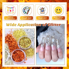 Laza Autumn Nail Glitter powder close view highlights micro-paillettes and reflective shine