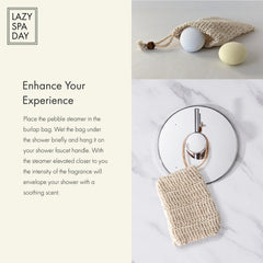 Dream pebble image featuring lavender, chamomile, and jasmine for calming moments.