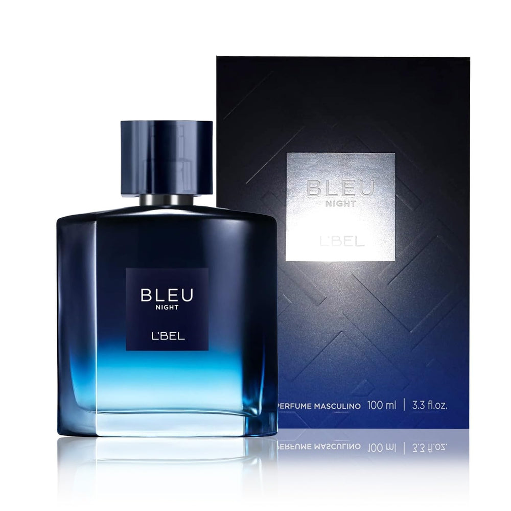 L'Bel Bleu Intense Night cedar-note close-up showing depth.