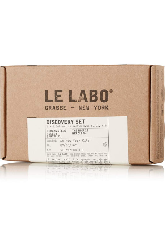 Le Labo Discovery Set bottle featuring Santal 33 and Rose 31 for quick scent sampling