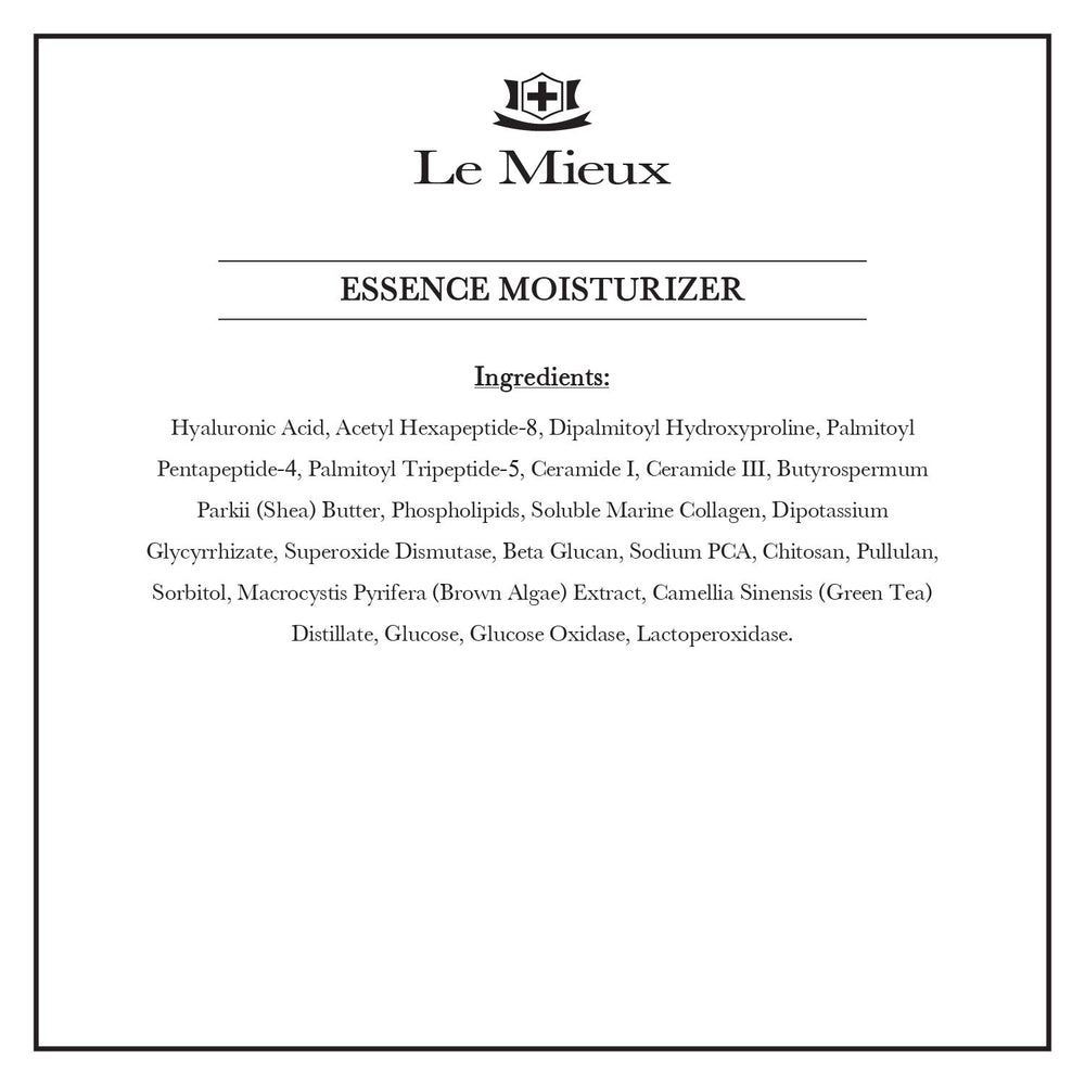 Le Mieux Essence fragrance-free label emphasizes unisex, gentle care.