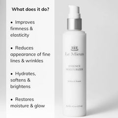 Le Mieux Essence Texture Swatch shows creamy, fragrance-free hydration for sensitive skin.