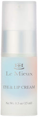 Le Mieux Eye & Lip Cream jar close-up showing rich moisture around eyes and lips.