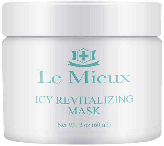 Le Mieux Icy Revitalizing Mask jar close-up showing creamy clay formula for oil balance