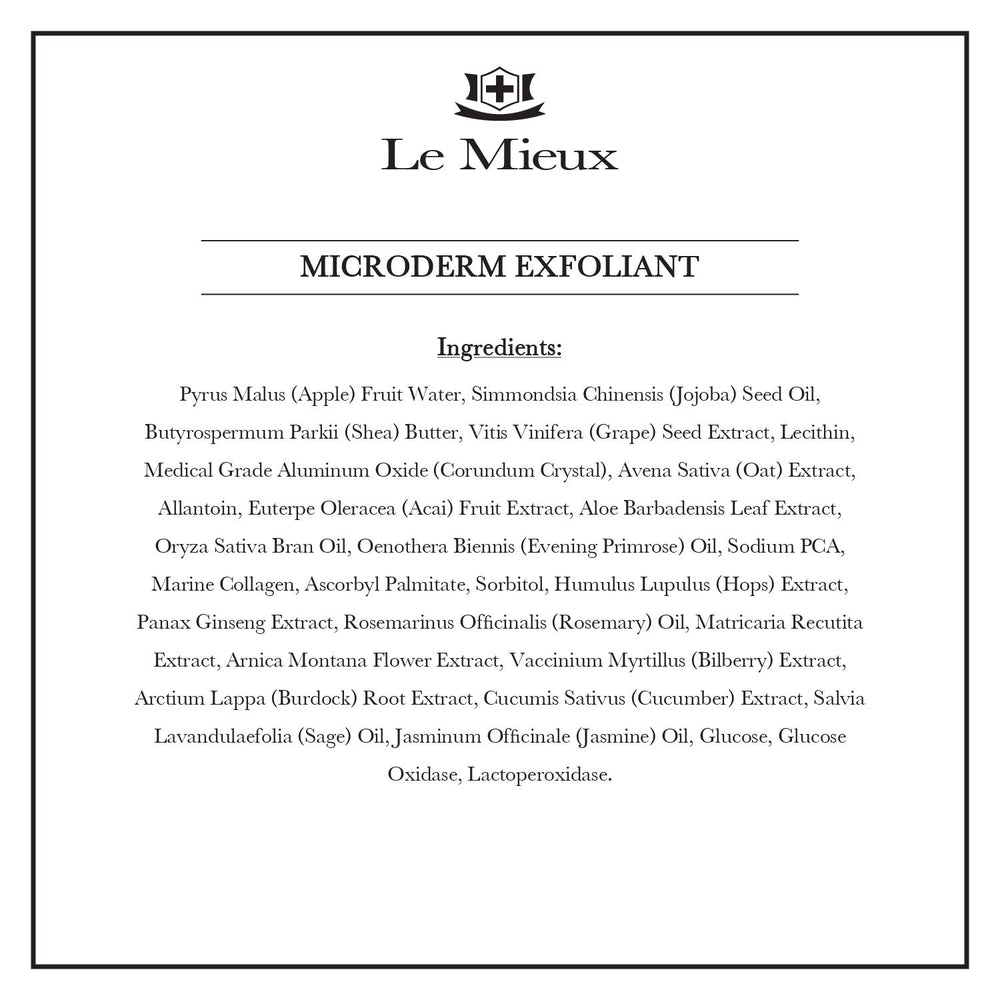 Le Mieux Microderm Exfoliant close-up with corundum crystals for deeper exfoliation.