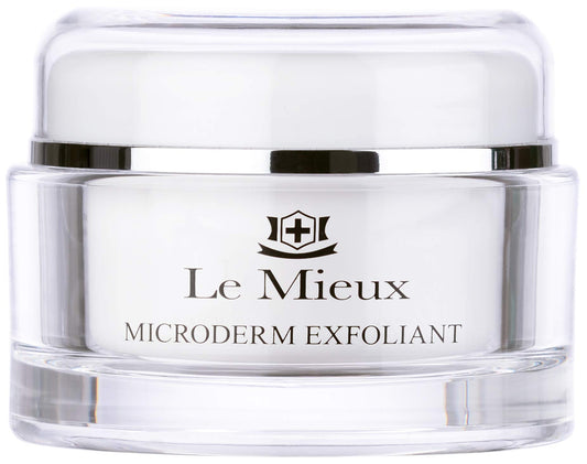 Le Mieux Microderm Exfoliant on face and neck for radiant, refined skin.