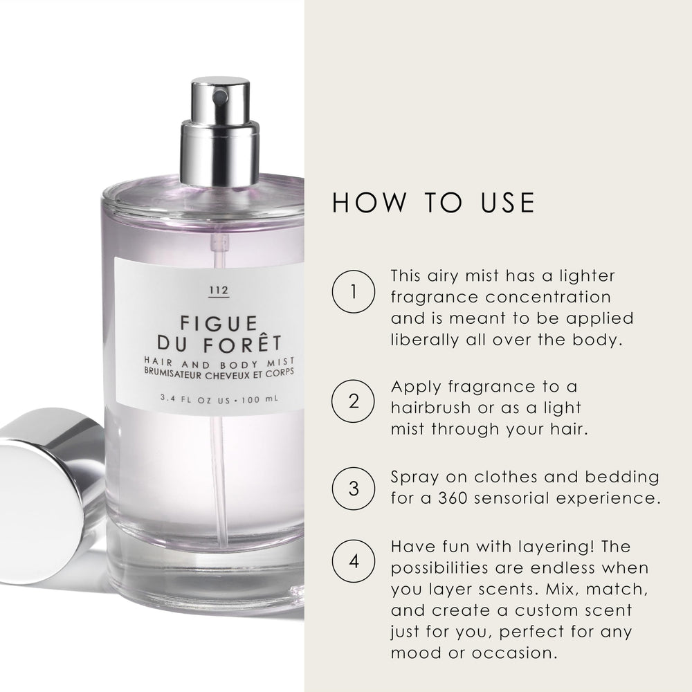 Product in use on hair for a travel-friendly fragrance