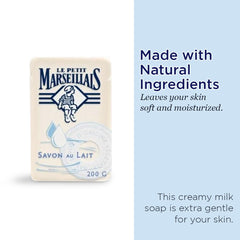 Close-up of Le Petit Marseillais Lait bar reveals creamy milk scent