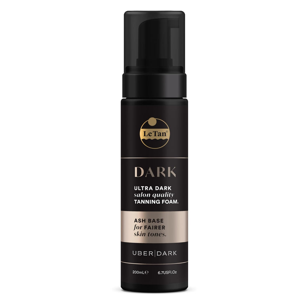 Le Tan Uber Dark self tanning foam ash base bottle for a deep tan