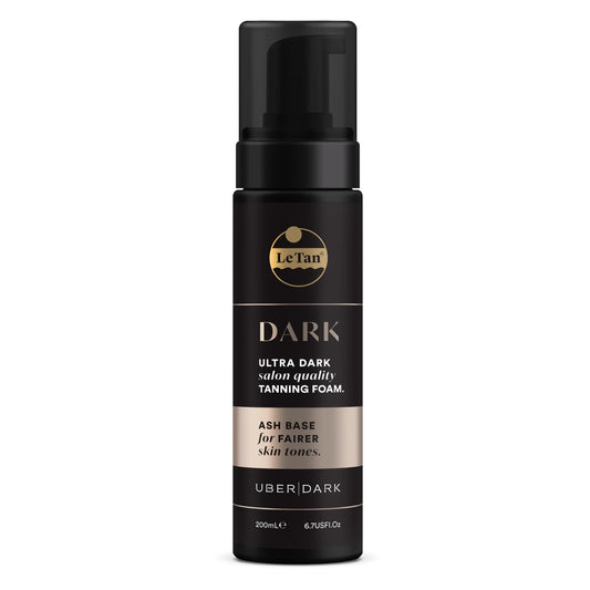 Le Tan Uber Dark self tanning foam ash base bottle for a deep tan