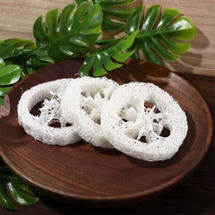 Leadigol loofah slice moistened for gentle cleansing and lathering