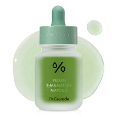LeeGeeHaam Dr.Ceuracle vegan BHA & Matcha ampoule bottle close-up for pore refinement.