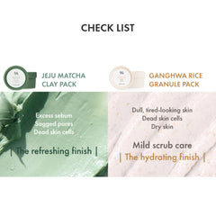 Leegeehaam Jeju Matcha Clay Pack application swatch for detoxifying and pore-cleansing routine.