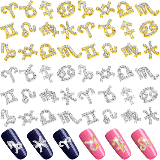 Leelosp zodiac nail charms silver collection close-up for nail art inspiration