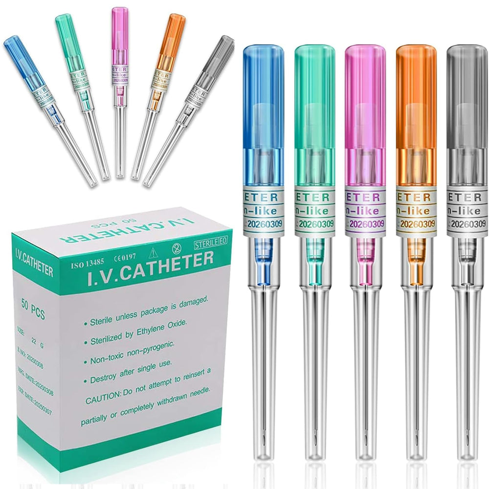 LEEYUKA catheter needles mixed sizes packaging, ready for professional piercing setups.
