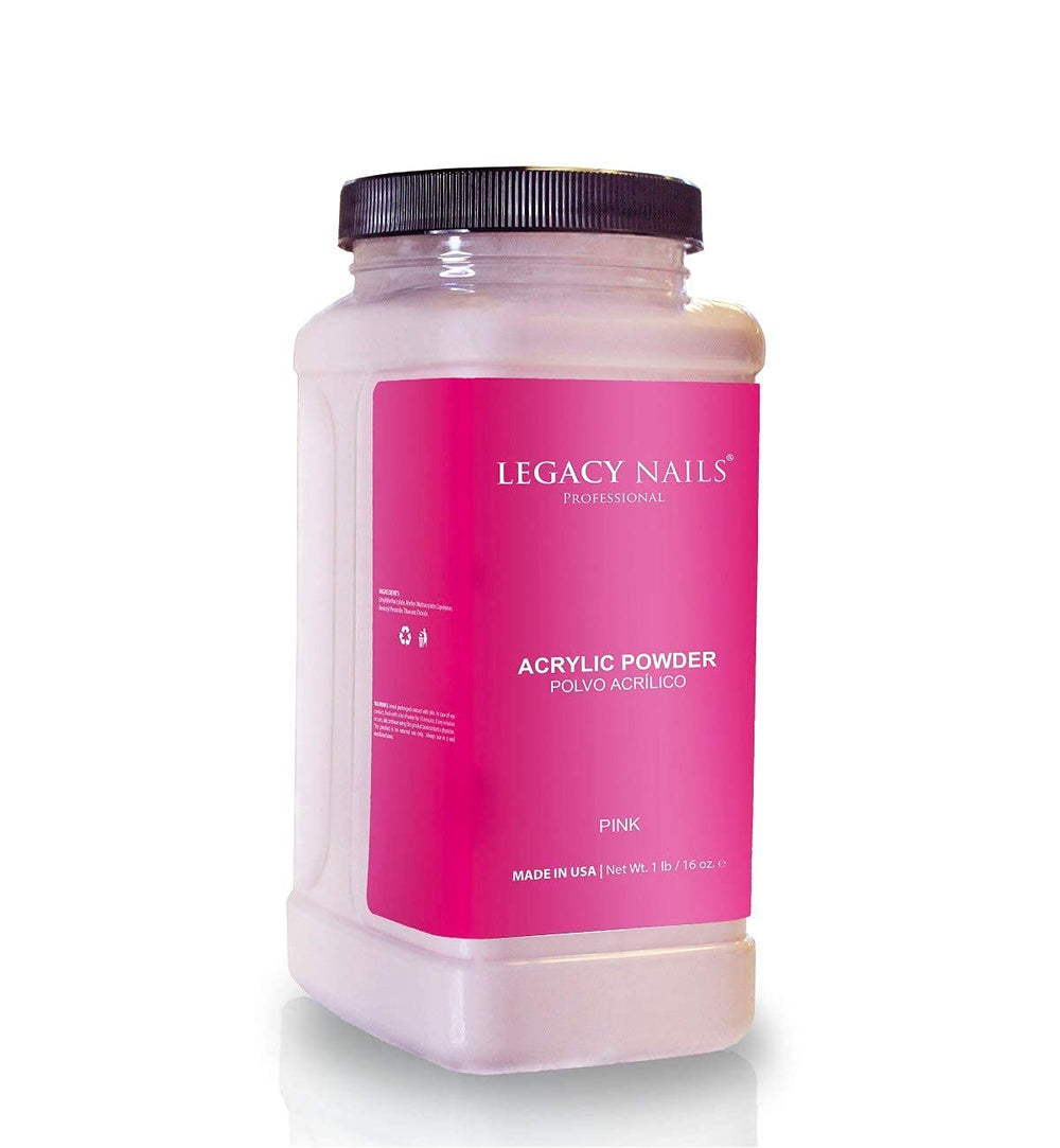 Legacy Nails Crystal Pink Powder bottle for smooth blending in nails.