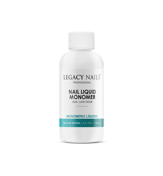 Legacy Nails liquid monomer bottle front, compact 118ml for professional extensions.