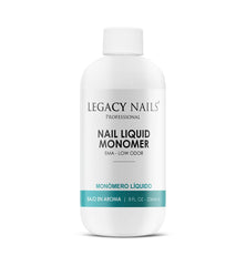 Legacy Nails liquid monomer bottle pour for acrylic systems.